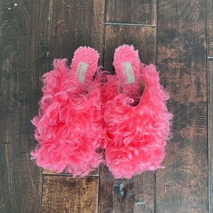 UGG X MOLLY GODDARD Pink Sheepskin Shearling Slippers Size 6 NWOT